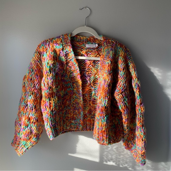 VRG GRL An Obsession Knit Cardigan in Rainbow - Picture 1 of 7
